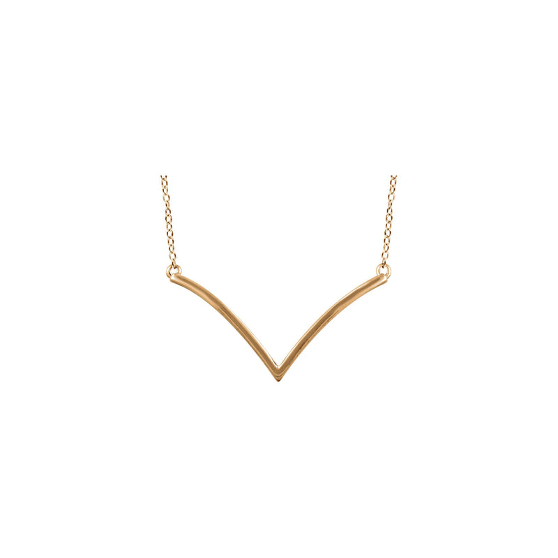 Curvy V Necklace (Rose 14K) front - Popular Jewelry - New York