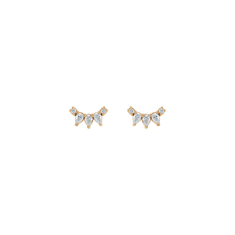 Diamond Closed Eyes Earrings (Rose 14K) front - Popular Jewelry - New York