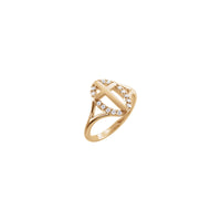 Diamond French-Set Halo Cross Ring (Rose 14K) main - Popular Jewelry - New York