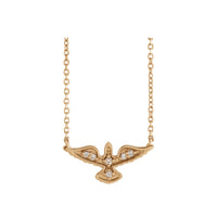 Dijamantna ogrlica s golubom Svetog Duha (ruža 14K) sprijeda - Popular Jewelry - New York