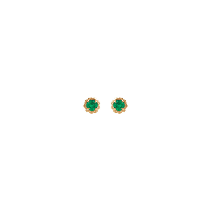 Emerald Claw Rope Stud Earrings (Rose 14K) front - Popular Jewelry - New York