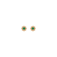 Emerald Petite Flower Stud Earrings (Rose 14K) front - Popular Jewelry - New York
