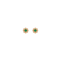 祖母绿小巧花朵耳钉（玫瑰 14K）正面 - Popular Jewelry  - 纽约
