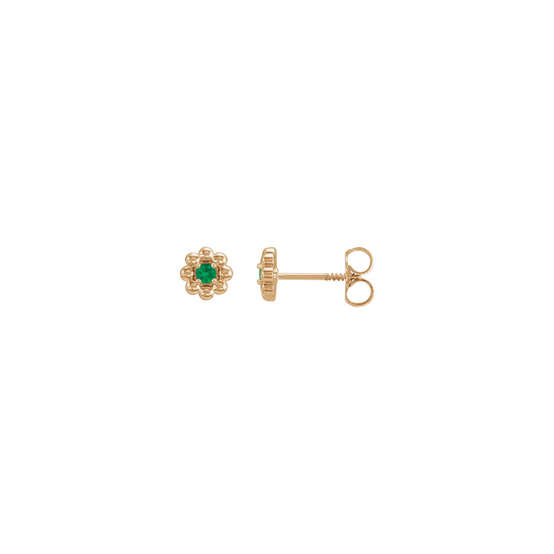 Emerald Petite Flower Stud Earrings (Rose 14K) main - Popular Jewelry - New York