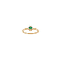 Emerald and Diamond French-Set Halo Ring (Rose 14K) front - Popular Jewelry - New York