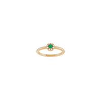 祖母綠和鑽石法式鑲嵌光環戒指（玫瑰色 14K）正面 - Popular Jewelry - 紐約