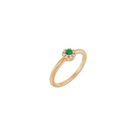 祖母綠和鑽石法式鑲嵌光環戒指（玫瑰色 14K）主 - Popular Jewelry - 紐約