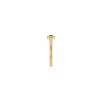 Smaragdový a diamantový francúzsky prsteň Halo (ruža 14K) strana - Popular Jewelry - New York