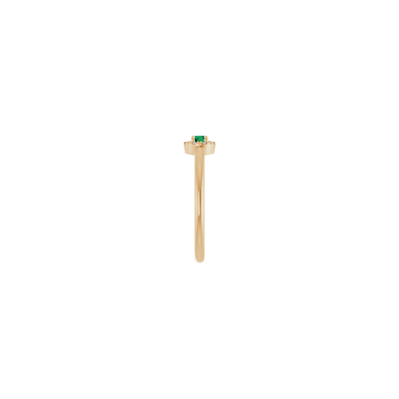 Emerald and Diamond French-Set Halo Ring (Rose 14K) side - Popular Jewelry - New York