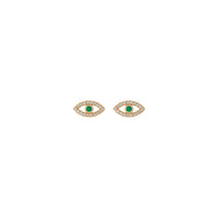 Emerald ati White oniyebiye Evil Eye Stud Afikọti (Rose 14K) iwaju - Popular Jewelry - Niu Yoki