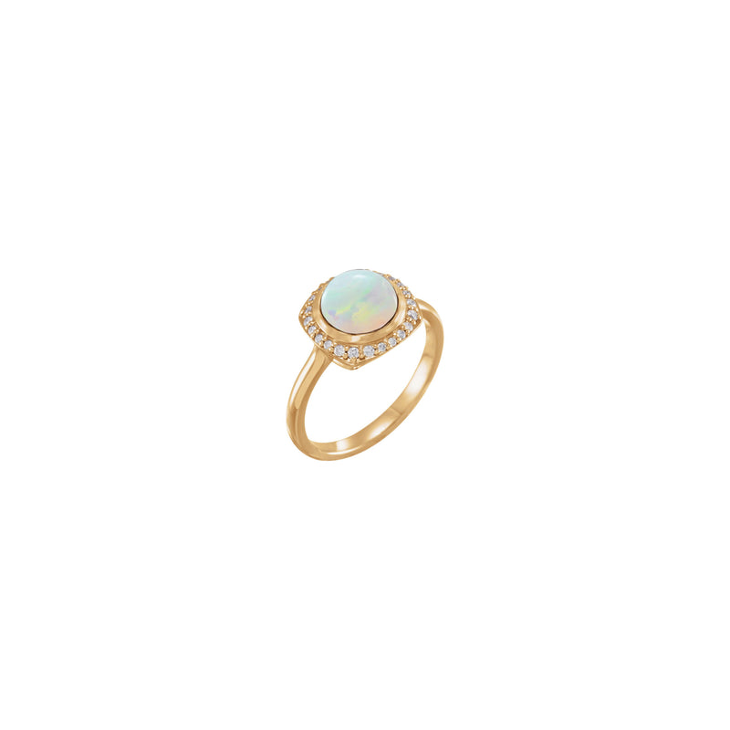 Ethiopian Opal with Diamond Halo Ring (Rose 14K) main - Popular Jewelry - New York