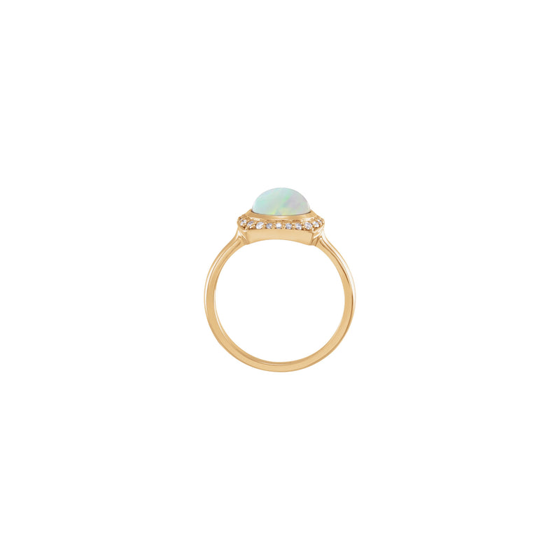 Ethiopian Opal with Diamond Halo Ring (Rose 14K) setting - Popular Jewelry - New York