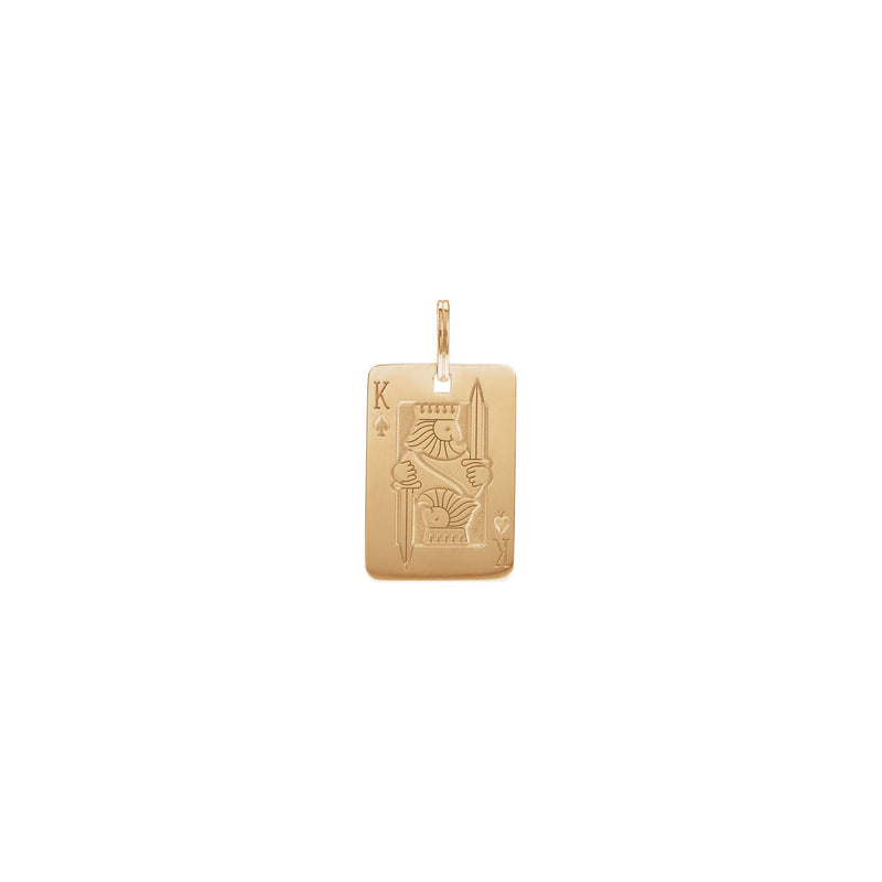 Golden Bead Eyes King of Spades Card Pendant (Rose 14K) front - Popular Jewelry - New York