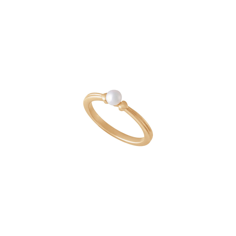 Heart Accented Pearl Ring (Rose 14K) diagonal - Popular Jewelry - New York