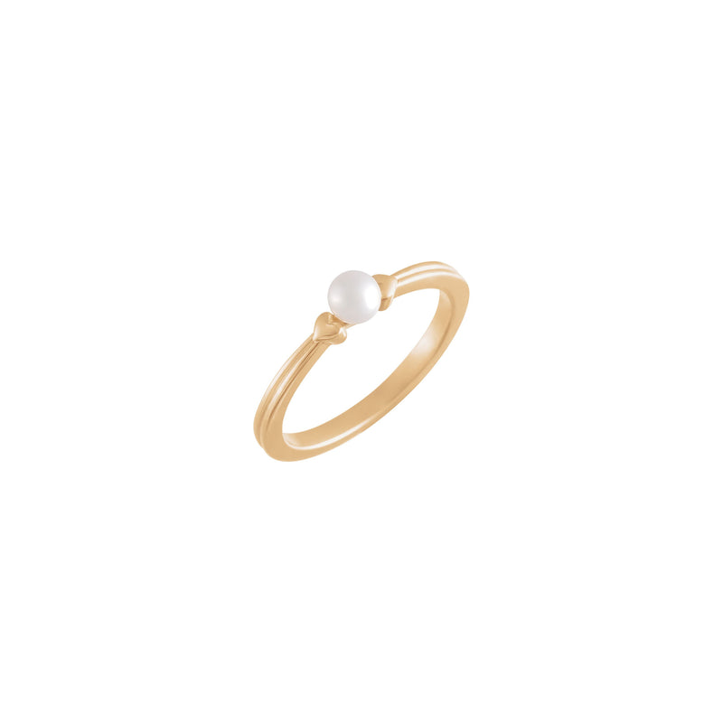 Heart Accented Pearl Ring (Rose 14K) main - Popular Jewelry - New York