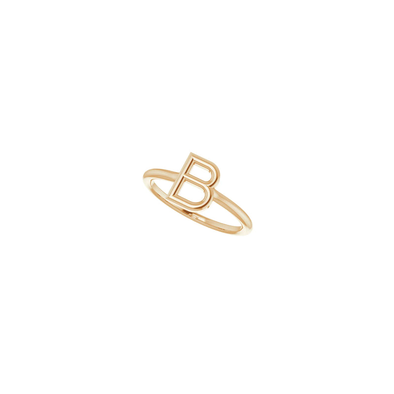 Initial B Ring (Rose 14K) diagonal - Popular Jewelry - New York