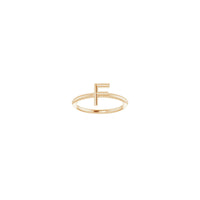 首字母 F 环（玫瑰 14K）正面 - Popular Jewelry  - 纽约