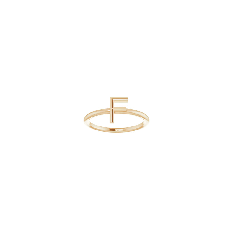 Initial F Ring (Rose 14K) front - Popular Jewelry - New York