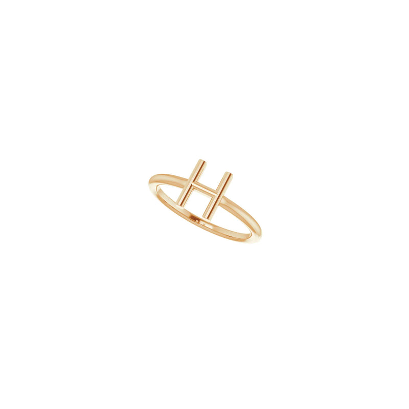 Initial H Ring (Rose 14K) diagonal - Popular Jewelry - New York