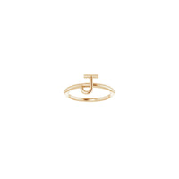 首字母 J 环（玫瑰色 14K）正面 - Popular Jewelry  - 纽约
