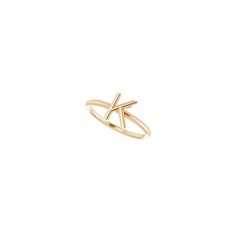 Initial K Ring (Rose 14K) diagonal - Popular Jewelry - New York