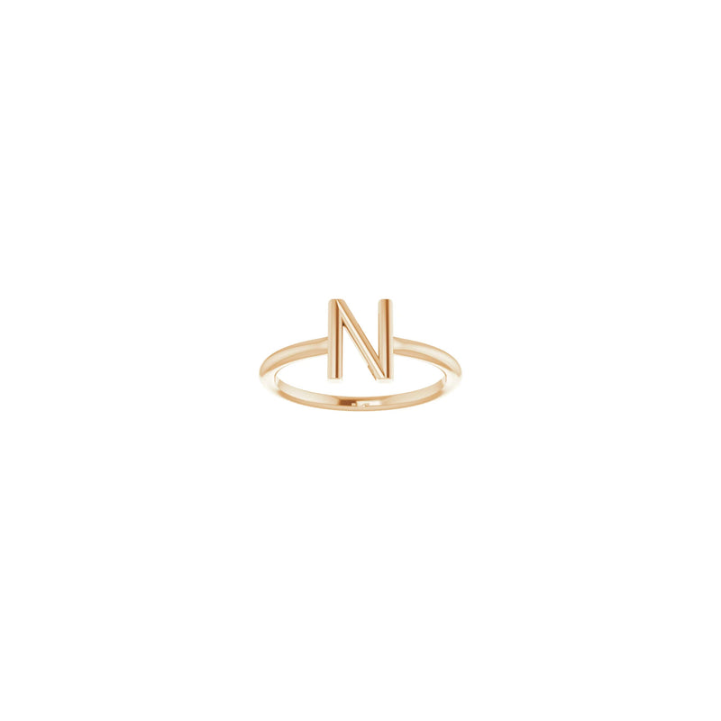 Initial N Ring (Rose 14K) front - Popular Jewelry - New York