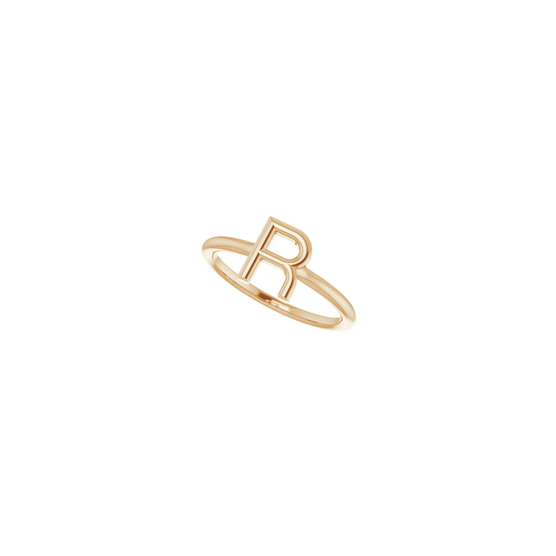 Initial R Ring (Rose 14K) diagonal - Popular Jewelry - New York