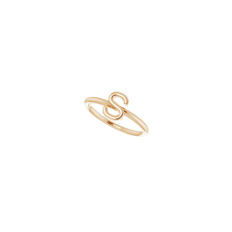 Initial S Ring (Rose 14K) diagonal - Popular Jewelry - New York