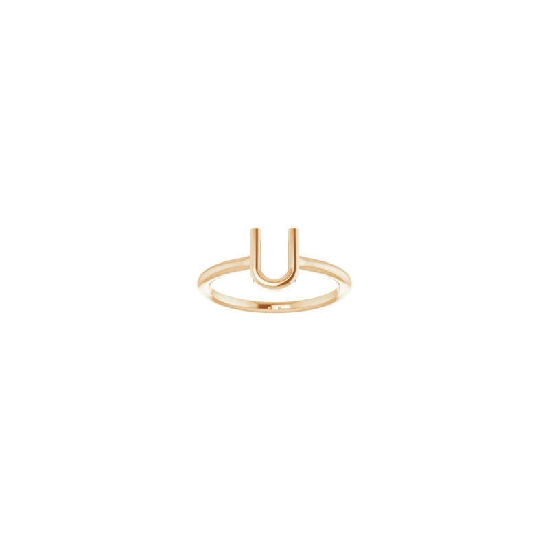 Initial U Ring (Rose 14K) front - Popular Jewelry - New York