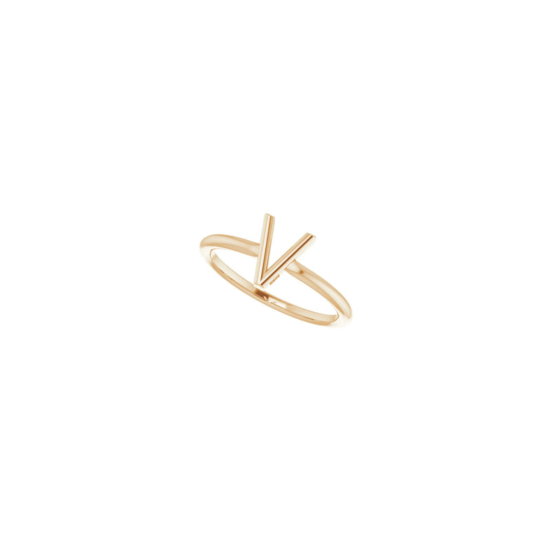 Initial V Ring (Rose 14K) diagonal - Popular Jewelry - New York