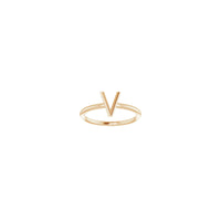 Initial V Ring (Rose 14K) front - Popular Jewelry - New York