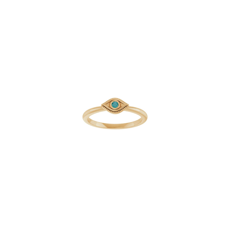 Natural Alexandrite Stackable Evil Eye Ring (Rose 14K) front - Popular Jewelry - New York