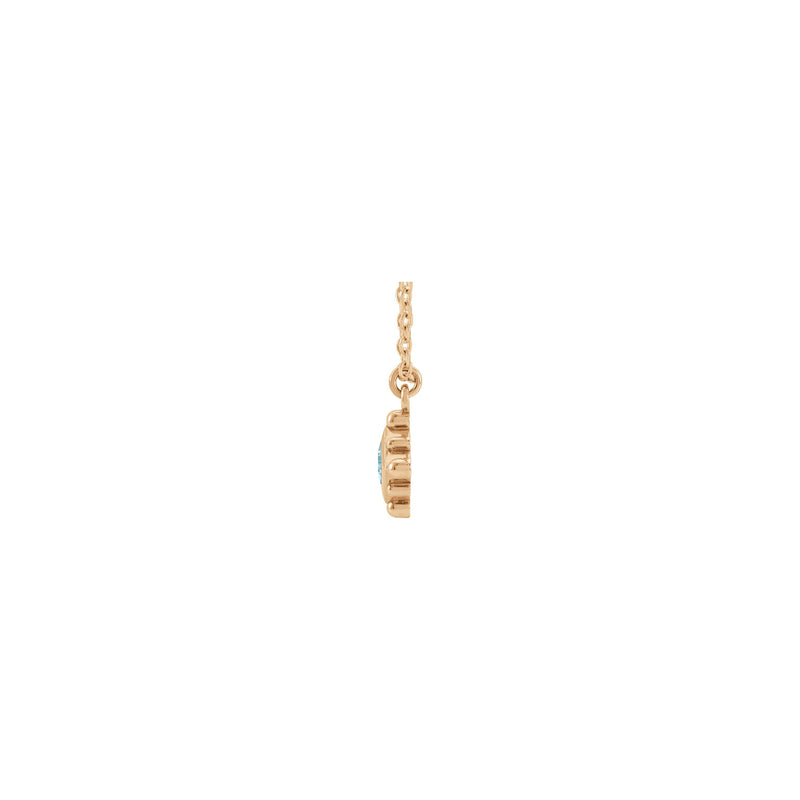 Natural Aquamarine Beaded Bezel Set Necklace (Rose 14K) side - Popular Jewelry - New York
