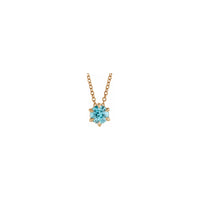 Natural Aquamarine Solitaire Claw Necklace (Rose 14K) front - Popular Jewelry - New York