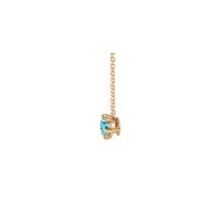 Natural Aquamarine Solitaire Claw Necklace (Rose 14K) kilid - Popular Jewelry - New York