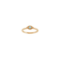 Natural Aquamarine Stackable Evil Eye Ring (Rose 14K) front - Popular Jewelry - New York