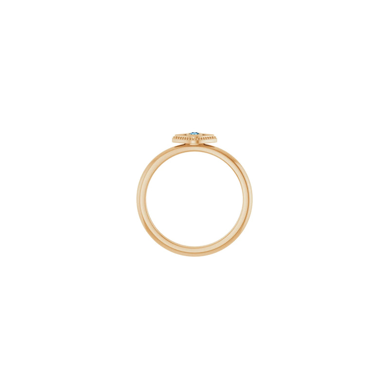 Natural Aquamarine Stackable Evil Eye Ring (Rose 14K) setting - Popular Jewelry - New York