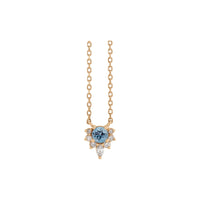 Natural Aquamarine and Diamond Necklace (Rose 14K) front - Popular Jewelry - New York