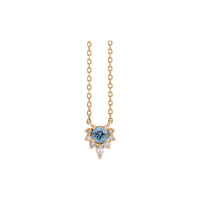 Natural Aquamarine and Diamond Necklace (Rose 14K) front - Popular Jewelry - Нью-Йорк