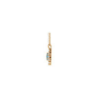 天然海蓝宝石和榄尖形钻石光环项链（玫瑰色 14K）侧面 - Popular Jewelry  - 纽约