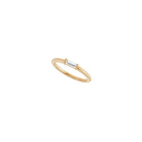 天然长方形钻石单石戒指（玫瑰色 14K）对角 - Popular Jewelry  - 纽约