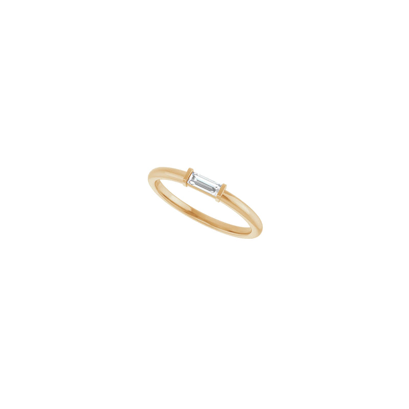 Natural Baguette Diamond Solitaire Ring (Rose 14K) diagonal - Popular Jewelry - New York
