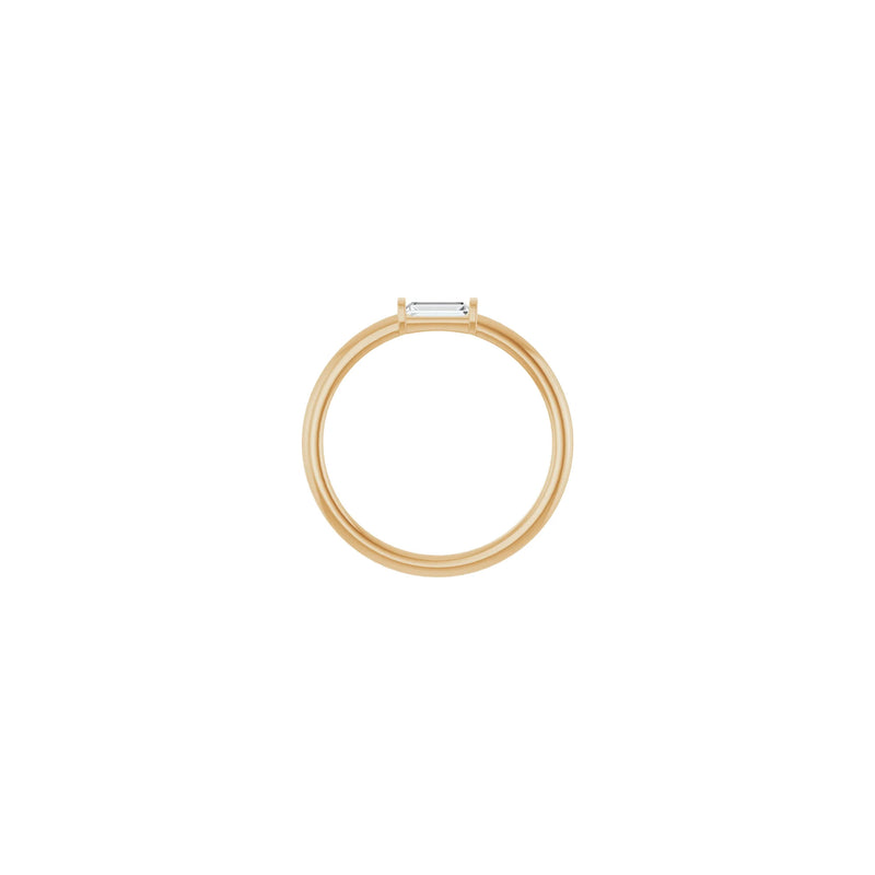 Natural Baguette Diamond Solitaire Ring (Rose 14K) setting - Popular Jewelry - New York