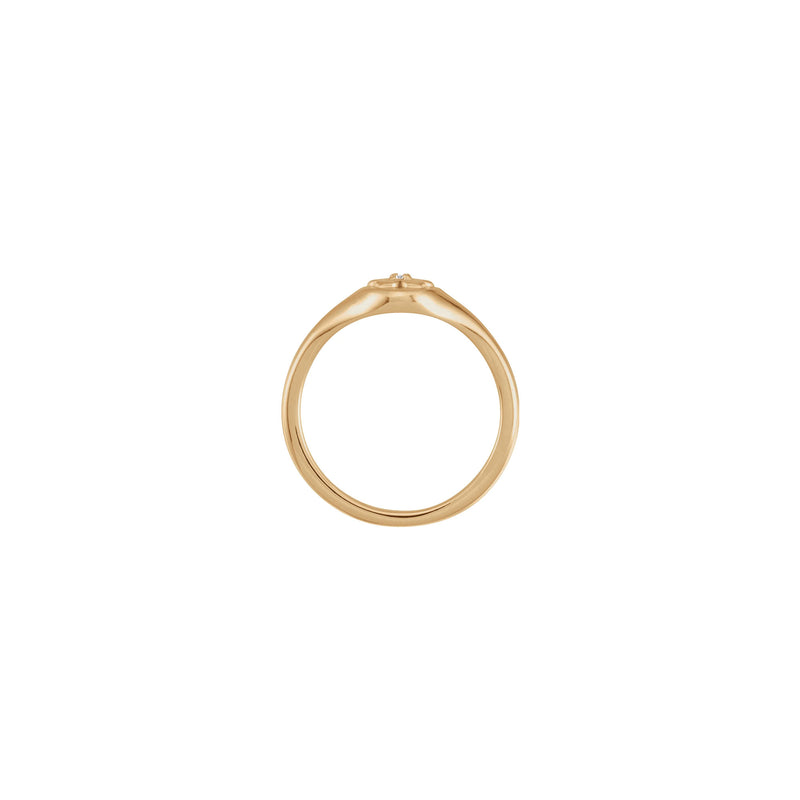 Natural Diamond Floral Signet Ring (Rose 14K) setting - Popular Jewelry - New York