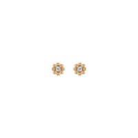 Mặt trước Bông tai hình hoa nhỏ đính kim cương tự nhiên (Hồng 14K) - Popular Jewelry - Newyork