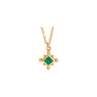 Náttúrulegt Emerald Beaded Bezel Set Hálsmen (Rose 14K) að framan - Popular Jewelry - Nýja Jórvík