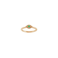 Natural Emerald Stackable Evil Eye Ring (Rose 14K) ka pele - Popular Jewelry - New york