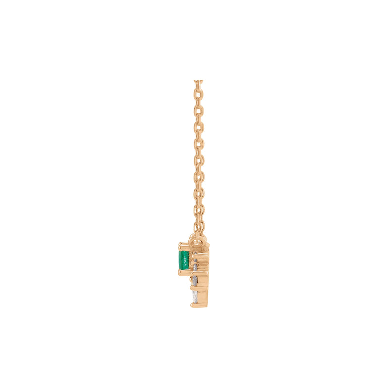 Natural Emerald and Diamond Necklace (Rose 14K) side - Popular Jewelry - New York