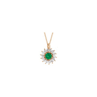 Natural Emerald and Marquise Diamond Halo Necklace (Rose 14K) front - Popular Jewelry - New York
