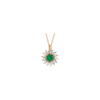 Natural Emerald and Marquise Diamond Halo Necklace (Rose 14K) front - Popular Jewelry - New York